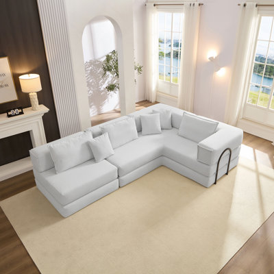 Ensemble de canapé modulaire surdimensionné rembourré pour canapé modulaire de L 118,2 po avec 6 coussins, canapé-lit bricolage pour salon, appartement, chambre à coucher, blanc