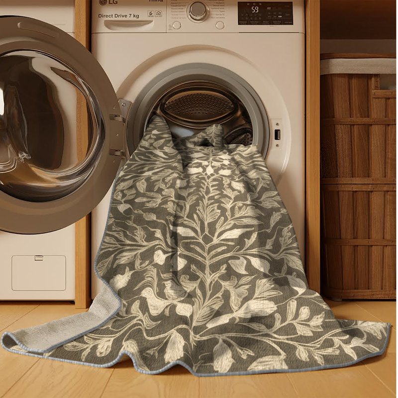 Tapis gris lavable à la machine, Rectangle 8 pi x 12 pi