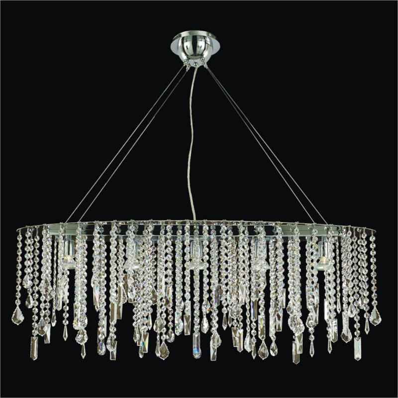 Luminaire suspendu linéaire à 5 lumières pour îlot de cuisine avec accents en cristal Wiggins, Cristal Signature