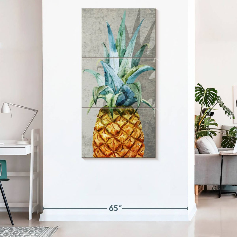 Ensemble d'ananas sur toile 3 pièces, H 80 po x l 39 po x P 1,25 po