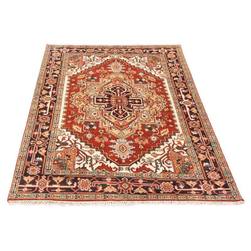 Tapis unique en laine noué à la main 5 pi 9 po x 8 pi 8 po nouvel âge en cuivre foncé / noir Terrico