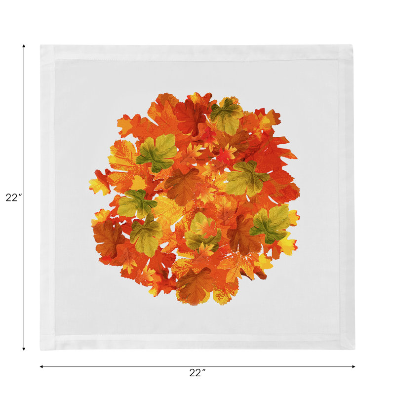 Fallen Leaves Cotton Blend Square Napkins, White
