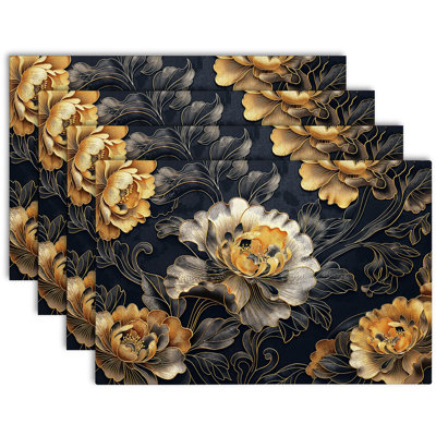 4-Piece Polyester Rectangle Dining Table Placemat