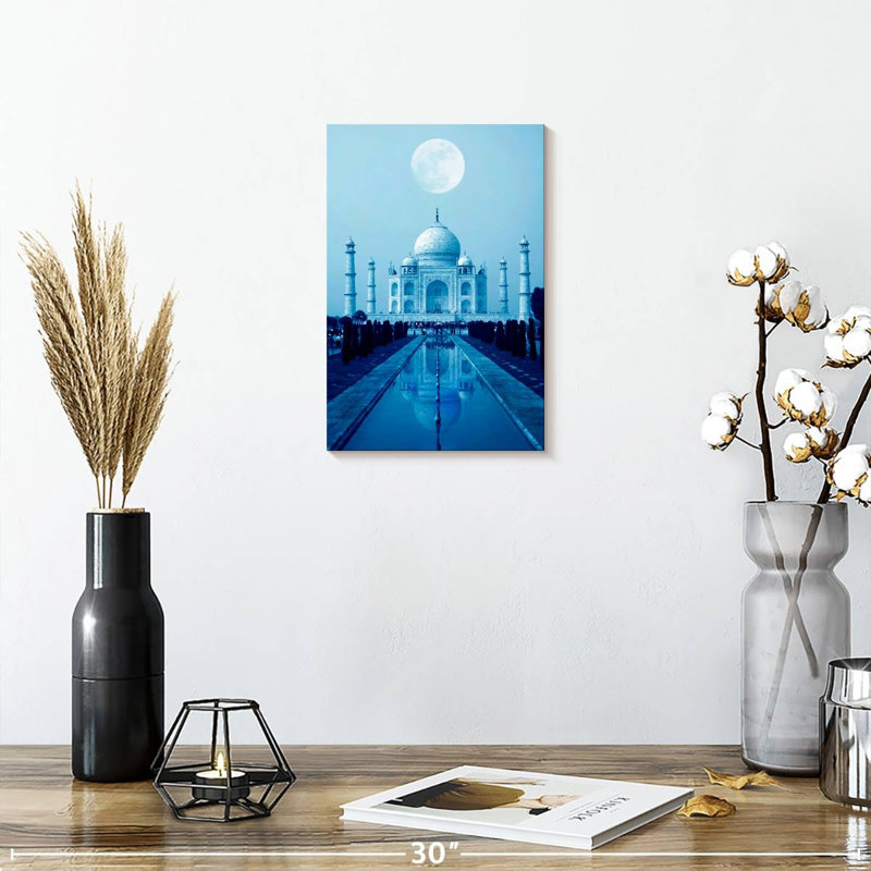 Nicci pleine lune sur le Taj Mahal, H 12 po x l 8 po