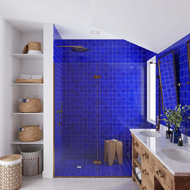 Carreau de céramique simple l 5,35 po x L 5,35 po Siena, Bleu de cobalt
