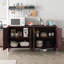 Armoire 70 "à 4 portes en rotin avec tablettes réglables 70"-2034182550