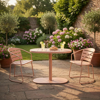 Monalisa 3 Piece Outdoor Bistro Set With 1 Oval Table, 2 Chairs, Pink