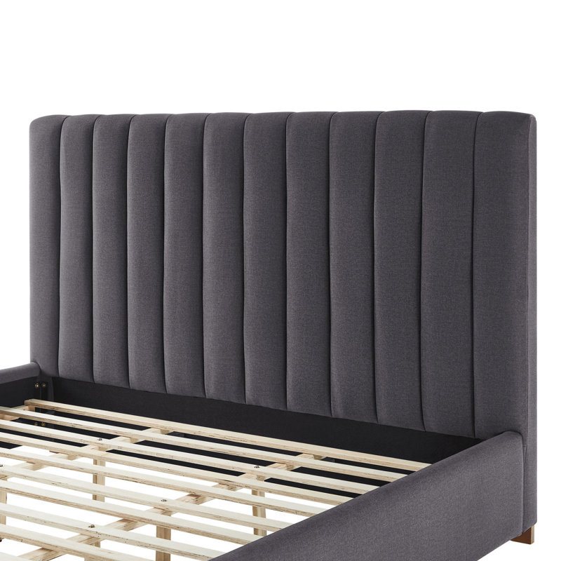 Cadre de lit design avec cadre de lit tapissier avec tête de lit en tissu, Gris