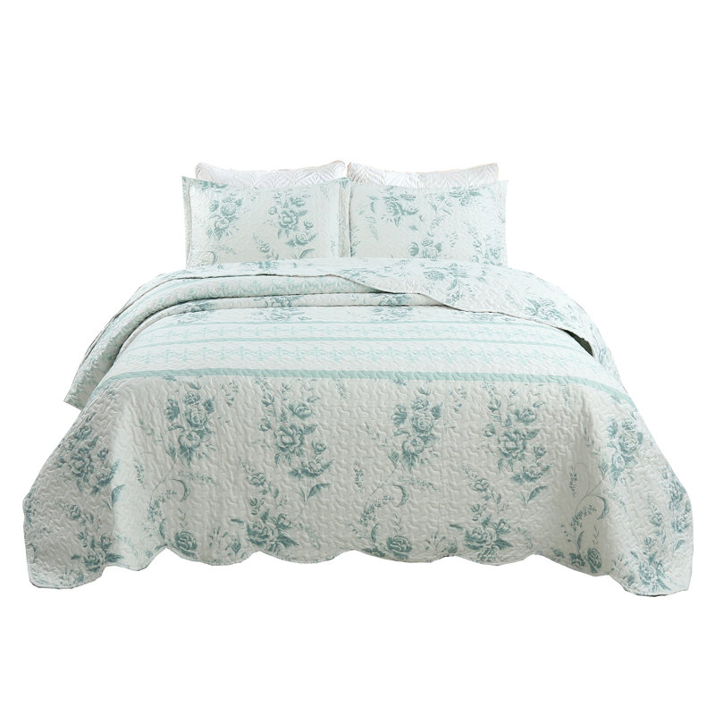 C78 Polyester Floral Quilt, King Quilt + 2 King Shams