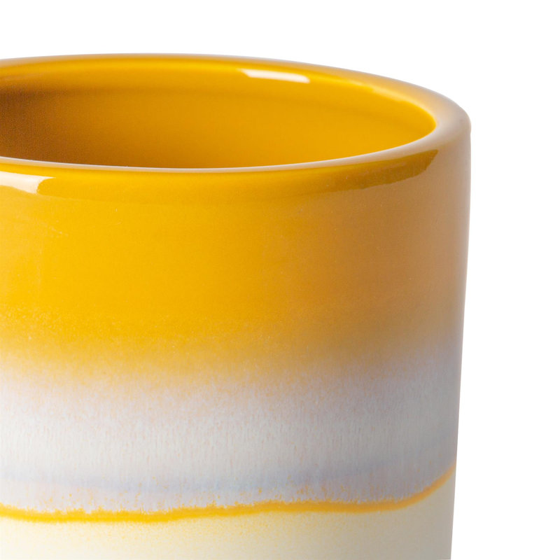 Nicola Spring - Reactive Glaze Plant Pot, Yellow, 9cm H x 10.5cm W x 10.5cm D