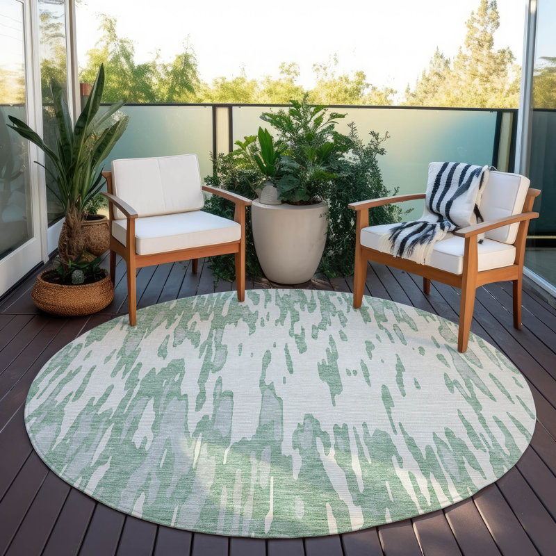 Tapis rectangulaire Aleighna avec envers antidérapant, Rond 8 pi
