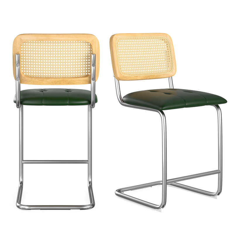 Tabouret de bar et de comptoir Baur, Tabouret de comptoir (siège d'une hauteur de 24 p, Argenté, Vert
