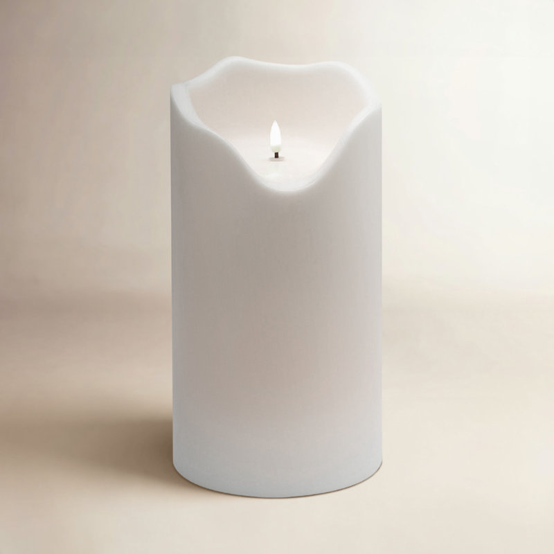 Bougie blanche sans flamme pour l'extérieur, Médium
