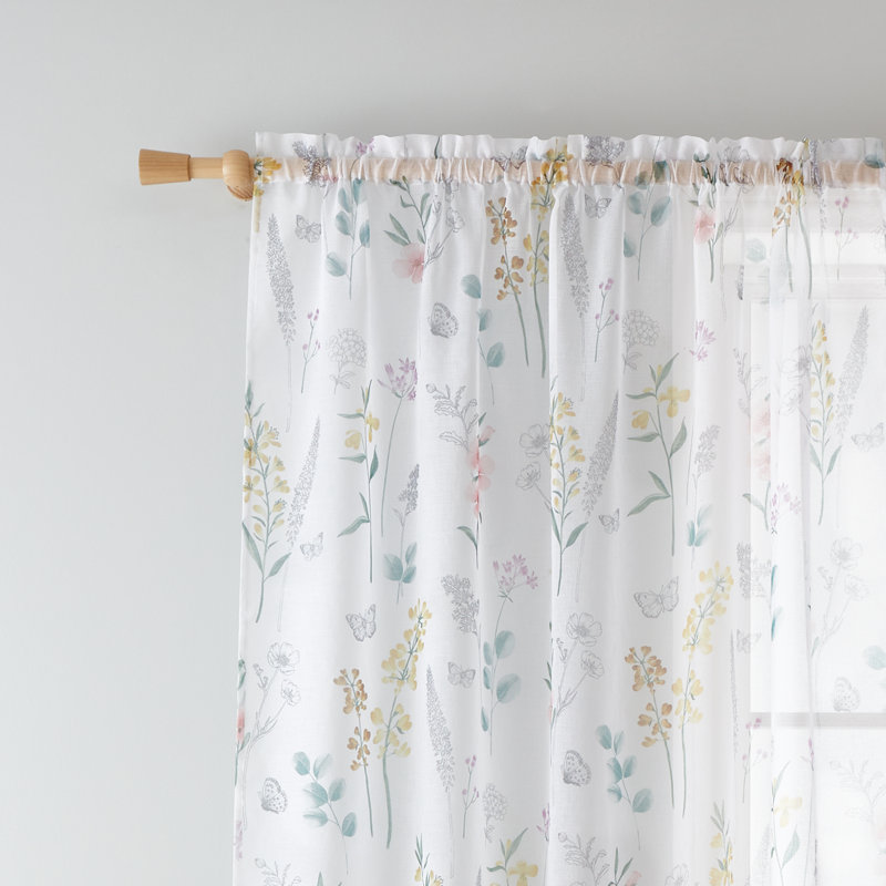 Emilia Floral Slot Top Voile, Width 140 x Drop 122 cm