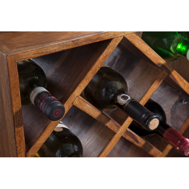 Aldwell Solid Wood Floor Wine Bottle Rack in Brown