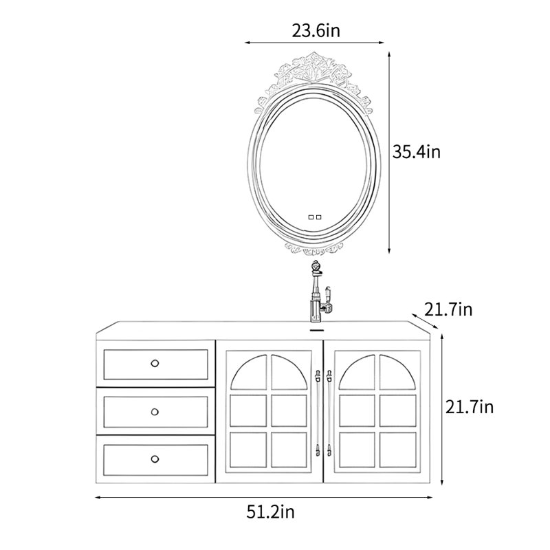 Meuble-lavabo simple de style français, Noir, noir, noir, noir