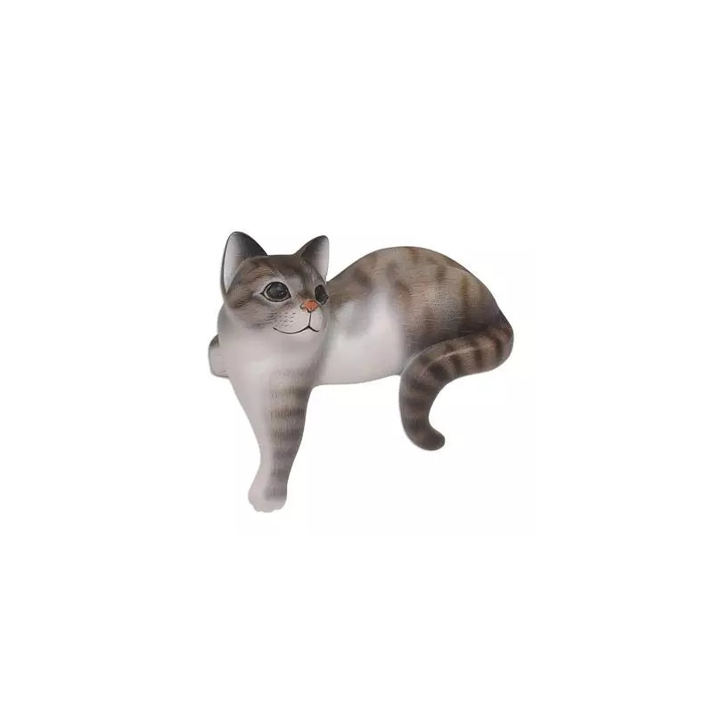 Erhart Watchful Cat Wood Sculpture, Gray