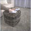 Pouf, denim tressé recyclé fabriqué à la main, entièrement assemblé | Kaki | Tissu