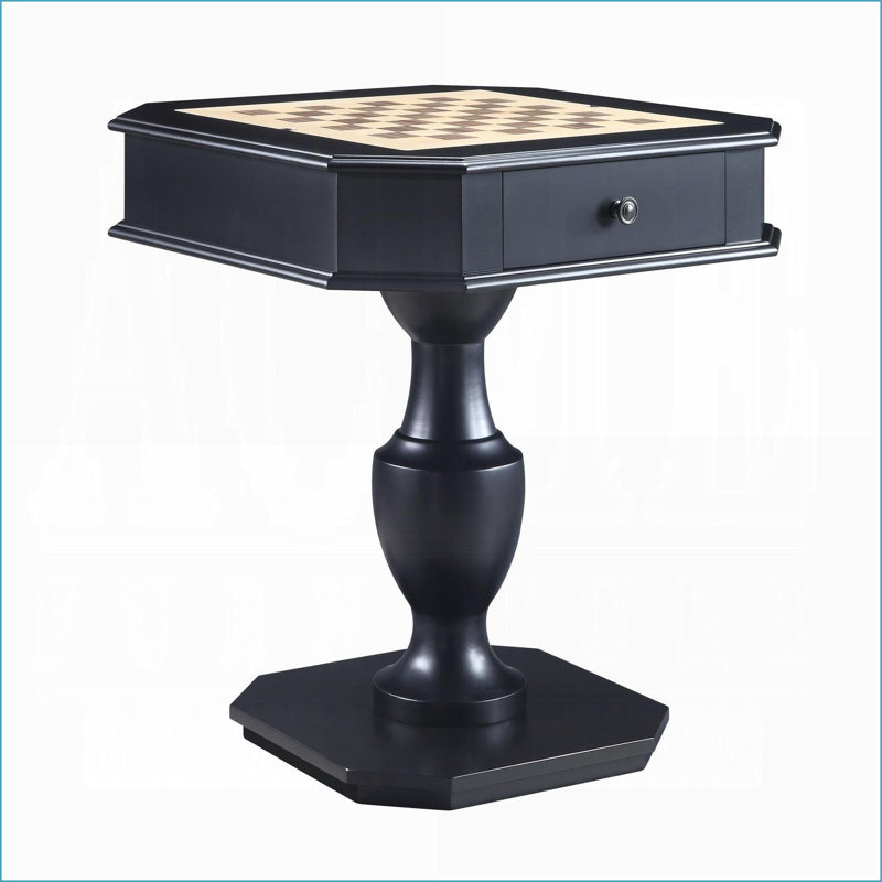 Table de jeu avec 2 tiroirs Plateau réversible | Noir | Panneau de fibres à densité moyenne en bois composite