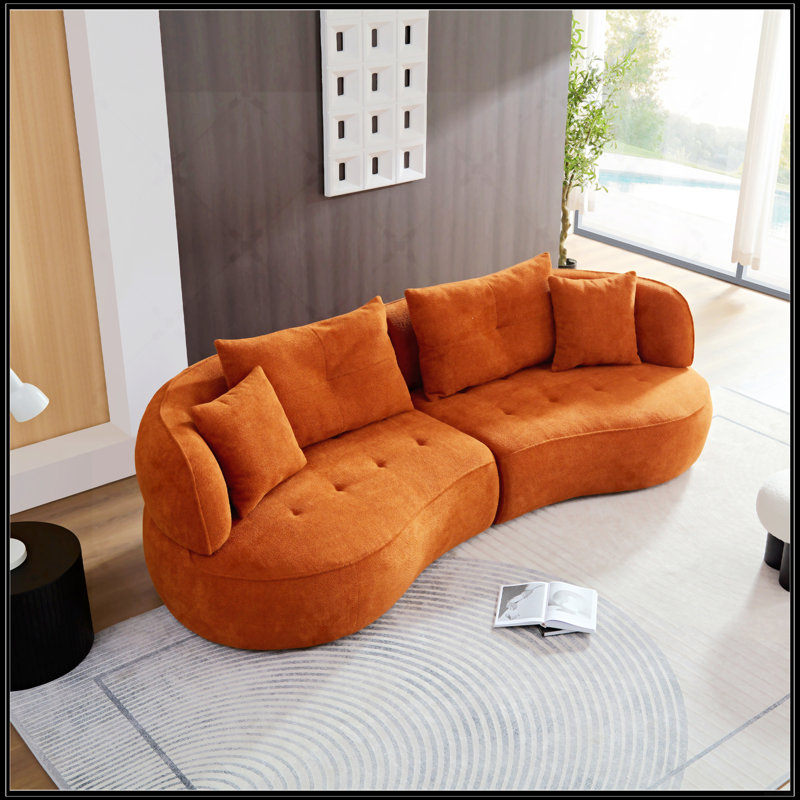 Orange Sectional Sofa With Removable Pillows