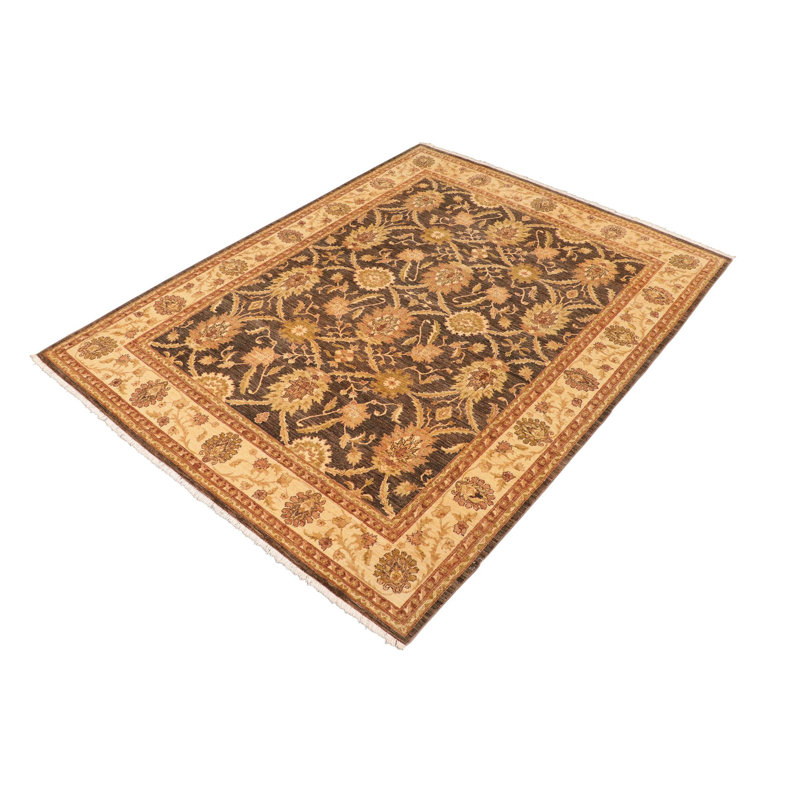 Tapis oriental gris en laine noué à la main 8 pi x 9 pi 11 po Baccio