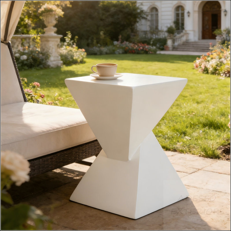 Table d'appoint en X en forme de X avec finition blanche, Blanc