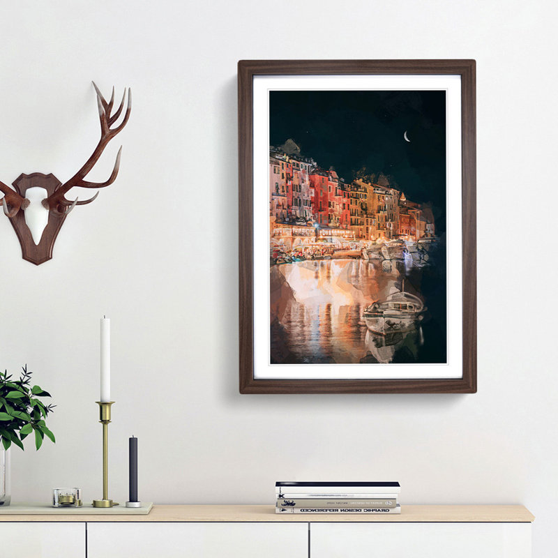 Boat in an Italian Port in Abstract - Framed Print, Walnut Framed, 87cm H x 62cm W x 2cm D