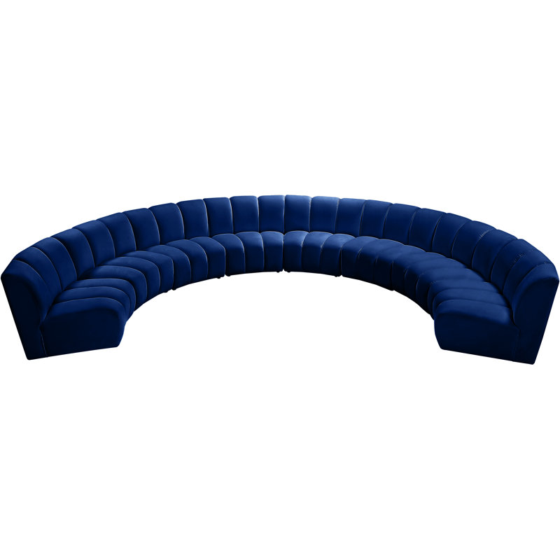 Canapé modulaire en velours Infinity, Velours bleu marine, 8 pièces