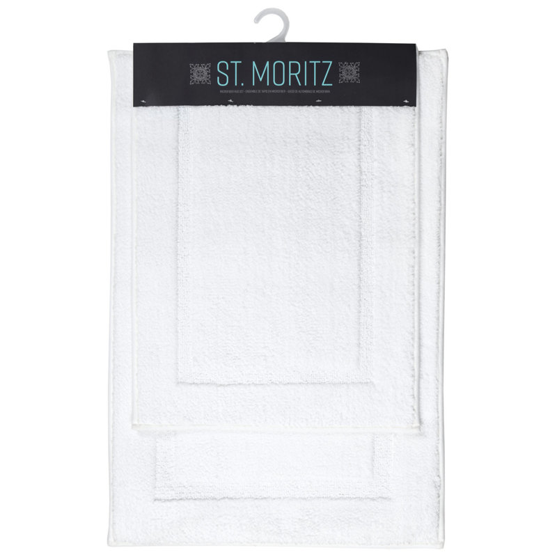 St Mortiz Microfiber Non-Slip Bath Rug, Bright White