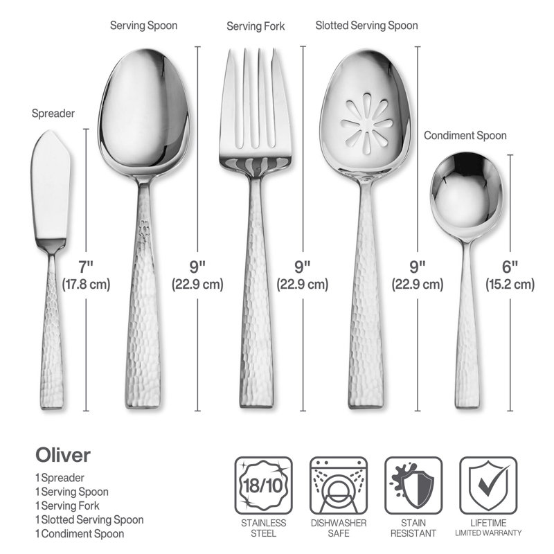 Ensemble de couverts en acier inoxydable 18/10 de 18 pièces Mikasa Oliver, service pour 12