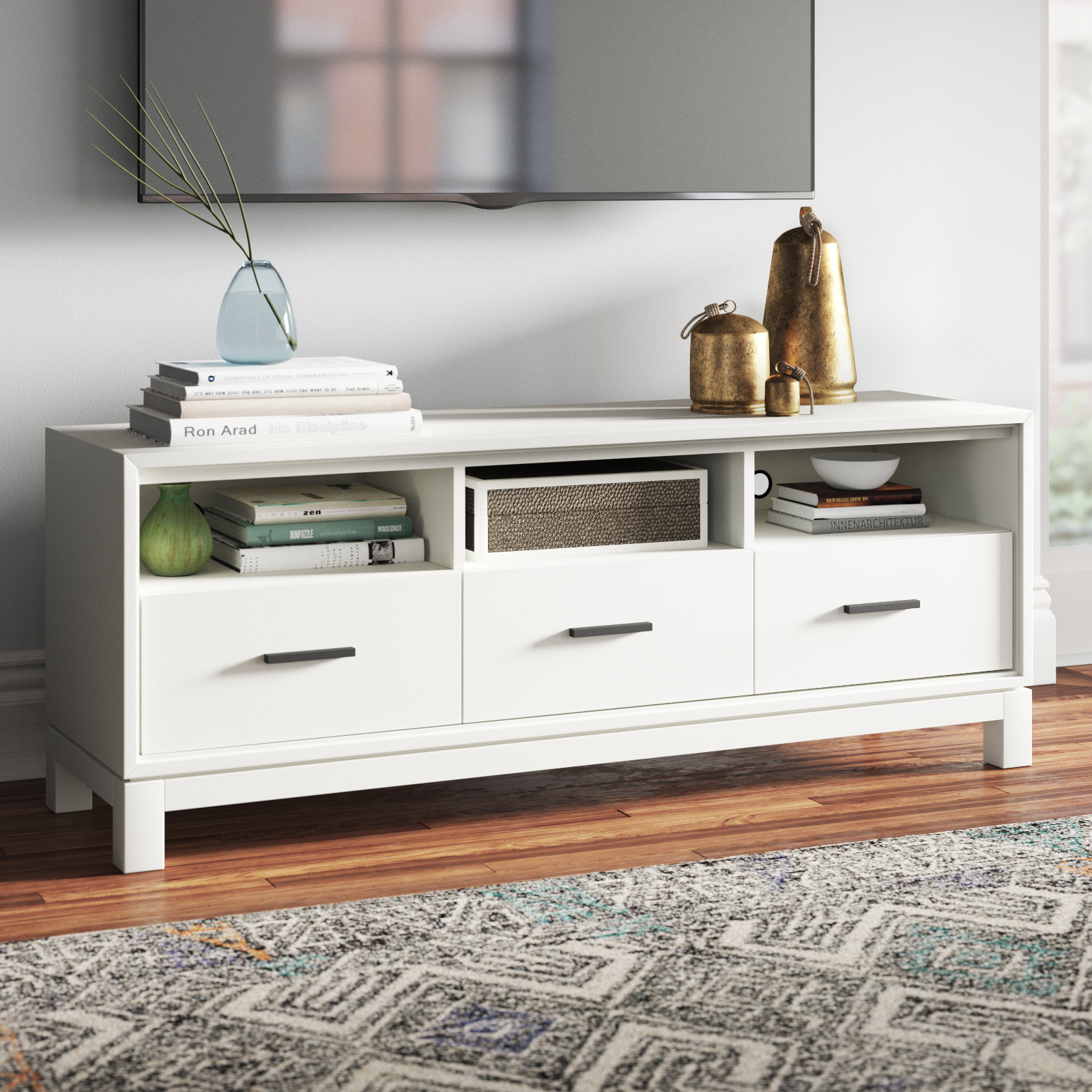 Wrightia 64 " Mahogany TV Stand, Chalk White