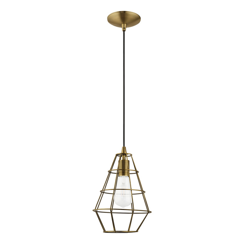 Luminaire suspendu géométrique à 1 lumière Avilee, Laiton antique