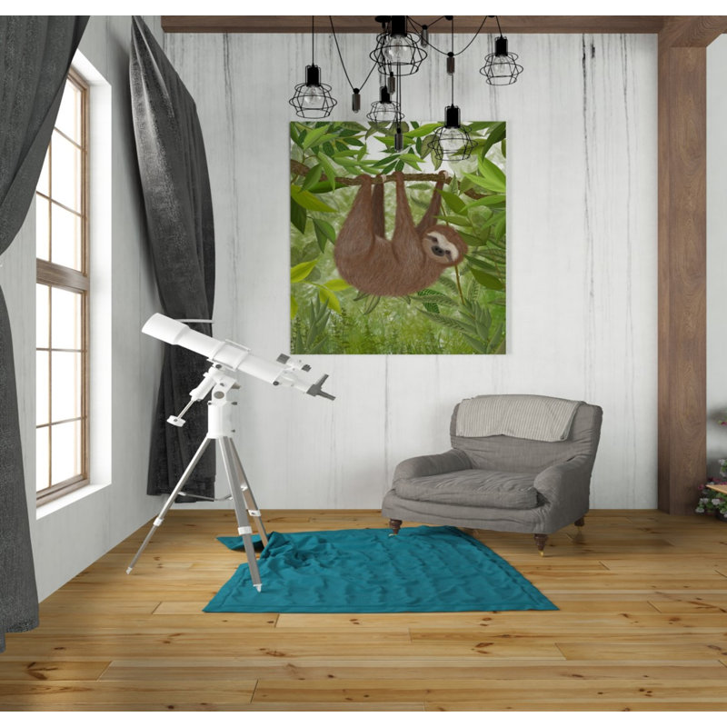 «Sloth Hanging Around» par Fab Funky, art mural sur toile, H 30 po x l 26 po x P 1,5 po