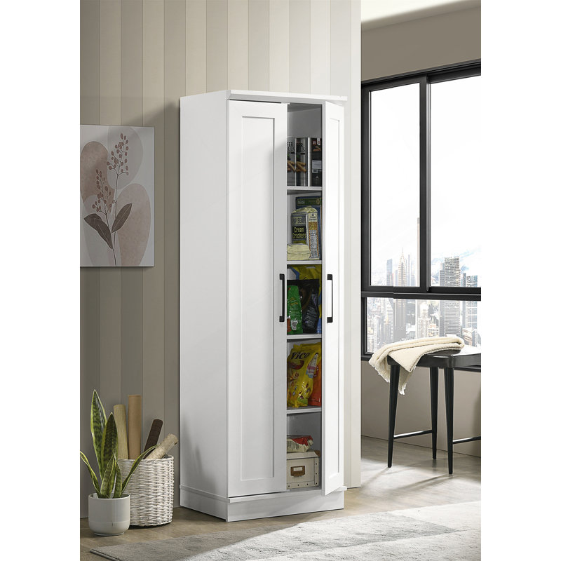 Armoire de rangement épurée blanche avec panneau encadré 23 po Evelyn