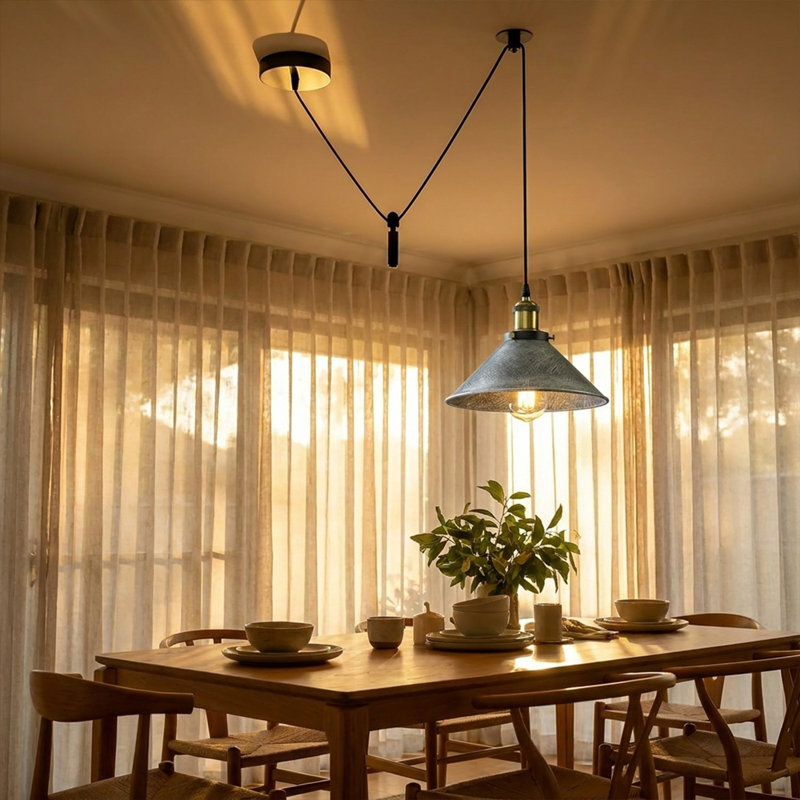 Anahla 1-Light Modern Industrial  Cone Pendant – Adjustable Ceiling Fixture for Contemporary Spaces, Yes, Brushed Silver