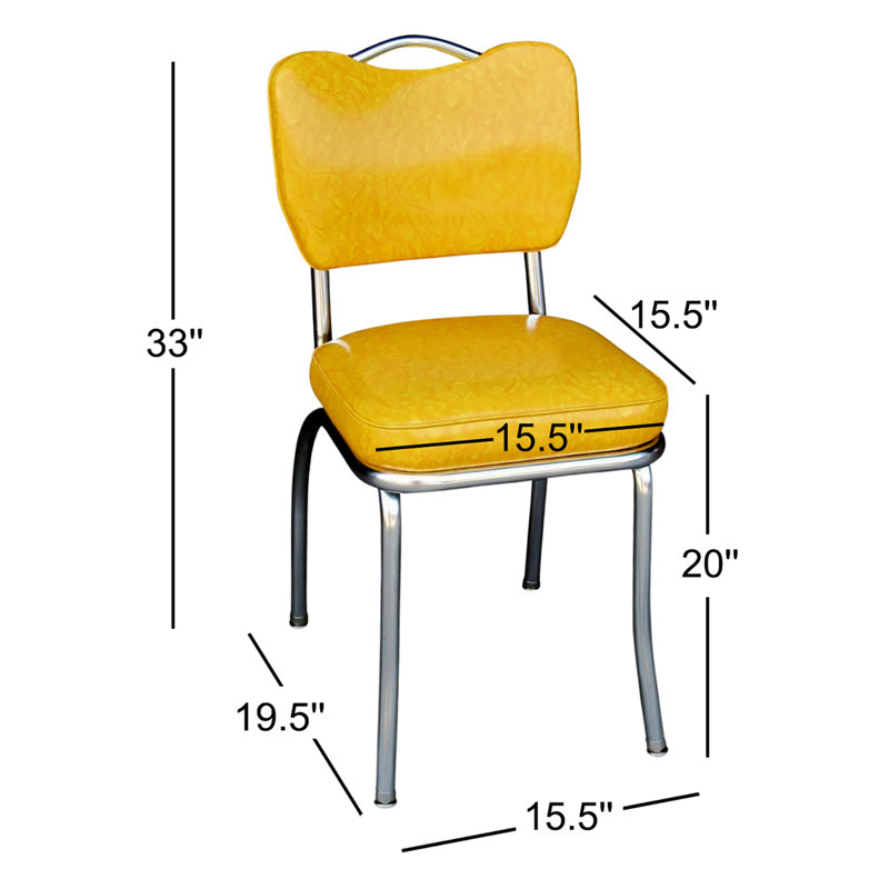 Retro Home Upholstered Handle Back Dining Chair, Yellow