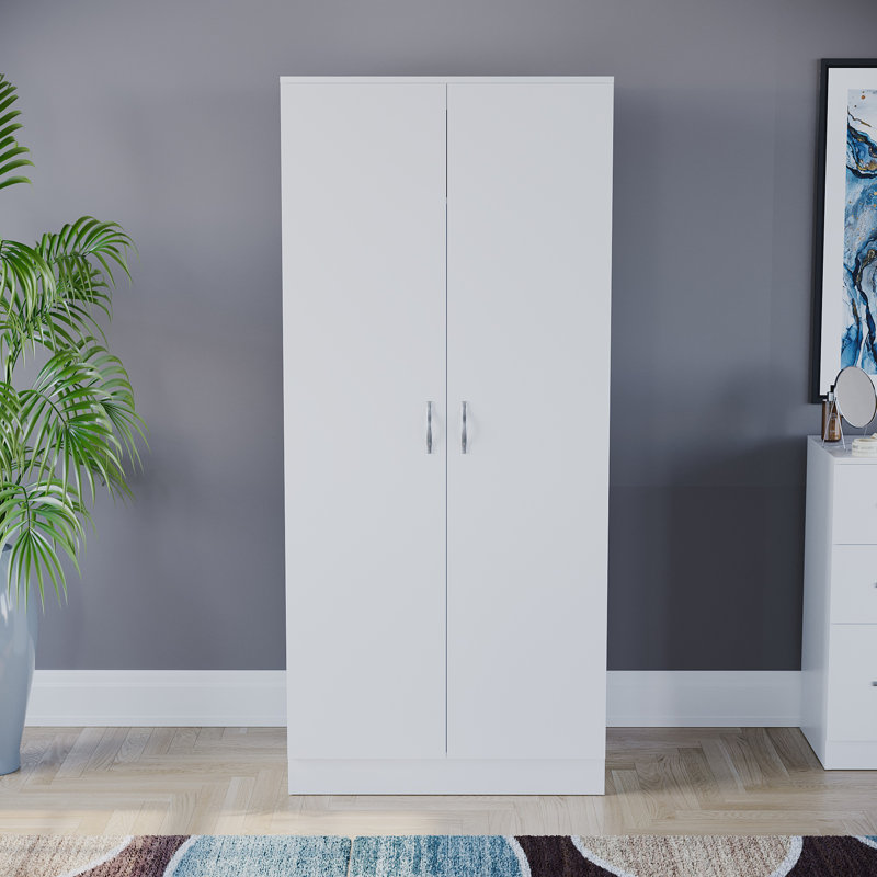 Maybery 2 Door Manufactured Wood Wardrobe, White