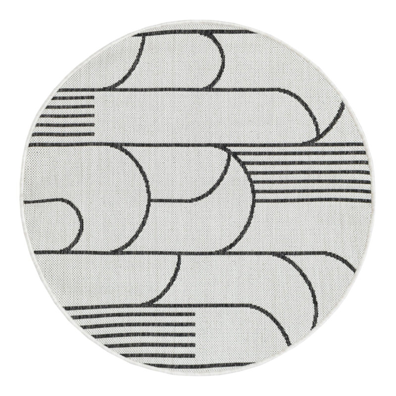 Tapis intérieur / extérieur d'extérieur moderne, Rond 3 pi 3 po