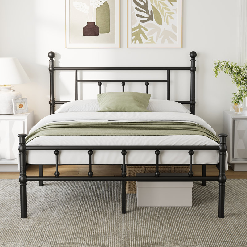 Metal Platform Bed Frame with Headboard and Footboard, Easy Assembly, Queen, 14"
