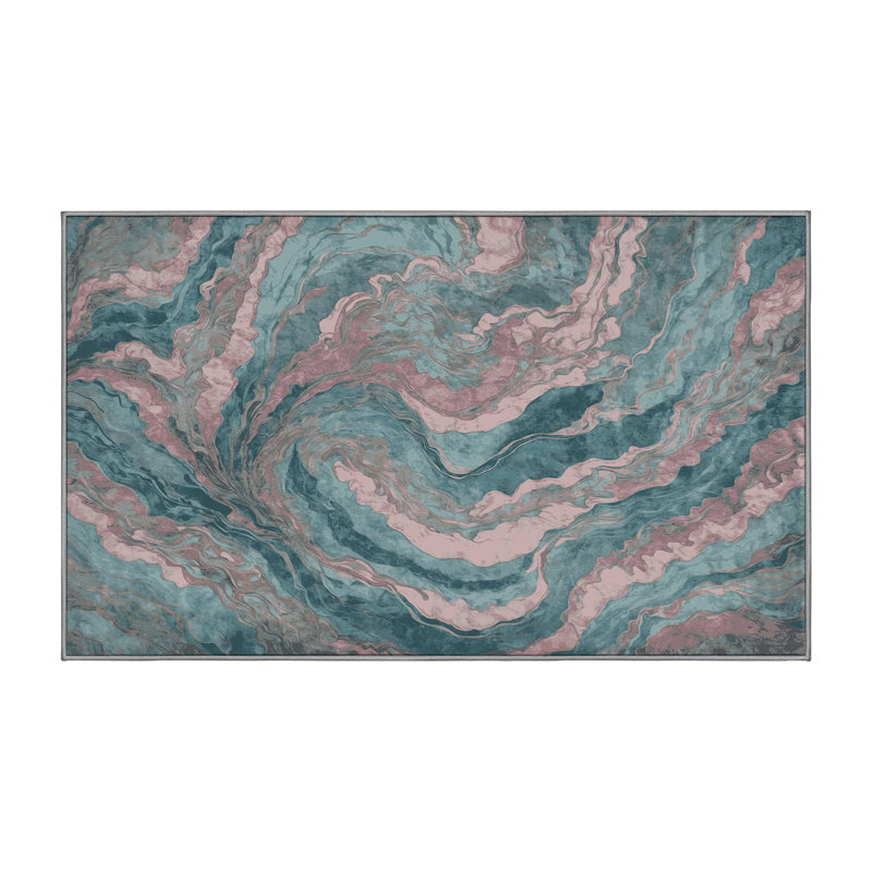 Machine Washable Grey Area Rug, Rectangle 7' x 9'