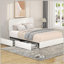 Grand lit plateforme tapissier ivoire grand avec rangement breveté à 4 tiroirs, tête de lit capitonnée à coutures courbées, support de matelas à lattes en bois, aucun sommier requis