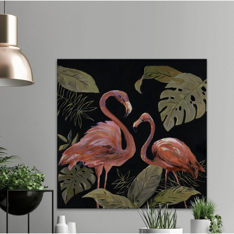 Reproduction encadrée sur toile tendue, «Flamingo Sw prendre III», H 48 po x l 48 po