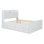 Lit en bois avec tête de lit avec prises de courant, lit extensible avec lit gigogne simple avec trois tiroirs de rangement
