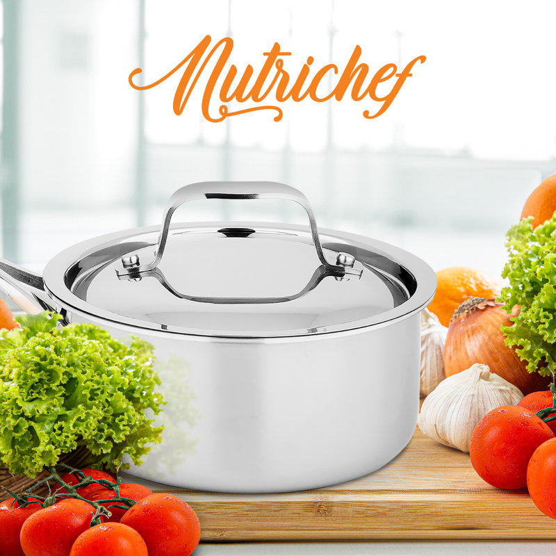 NutriChef Stainless Steel Lid, 6.97" W
