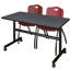 Table gigogne d'appoint Nevjana, 2 chaises empilables-32962092-32962098-32978972