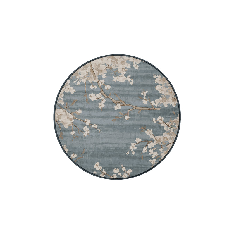 Tapis gris soyeux et moelleux, Rond 7 pi