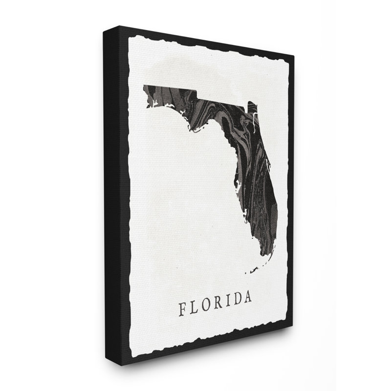 « marbleed paper floride state silhouette », impression, Toile tendue, H 20 po x l 16 po x P 1,5 po