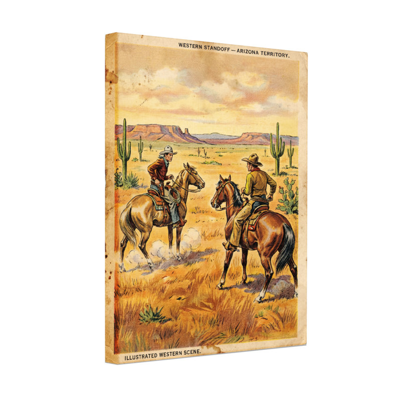 Cowboys sur un cheval dans le désert, H 24 po x l 16 po