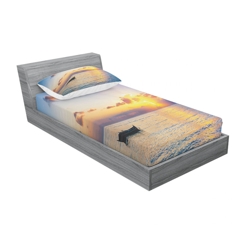Ensemble de draps en oceanon maldives, Ensemble de drap pour grand lit avec drap-housse