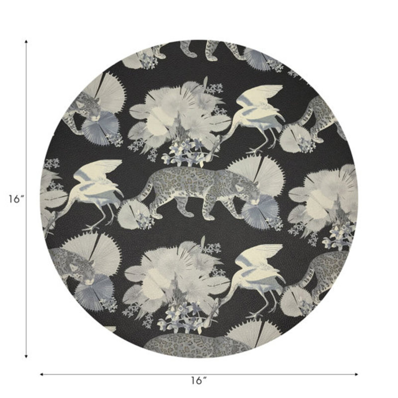 Leopard Walk Pebble 16" Vinyl Placemat, Black